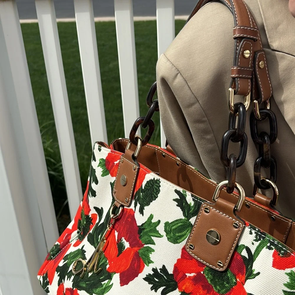 Milly Poppy Canvas Large Handbag NWOT